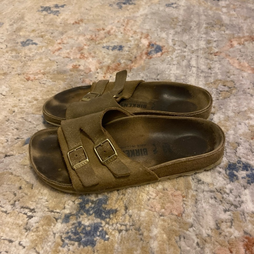 Women's 4 EU 35 Birkenstock Vaduz Metallic Gold Sandals Birko-flor Buckles Flat - Picture 1 of 16